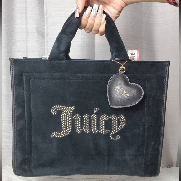JUICY COUTURE black liquorice velour big spender tote NWT $100 - Picture 3 of 9